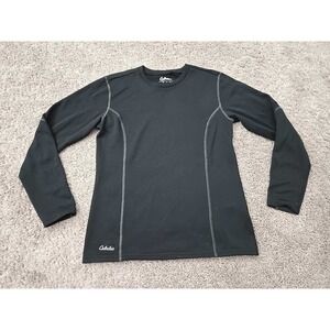 Cabela's‎ Base Layer Shirt Mens S Black Long Sleeve Contrast Stitch Outdoor